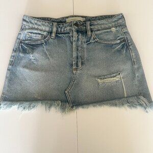 Y2K Hidden Micro Mini Distressed Raw Hem Denim Jean Skirt Size S Streetwear